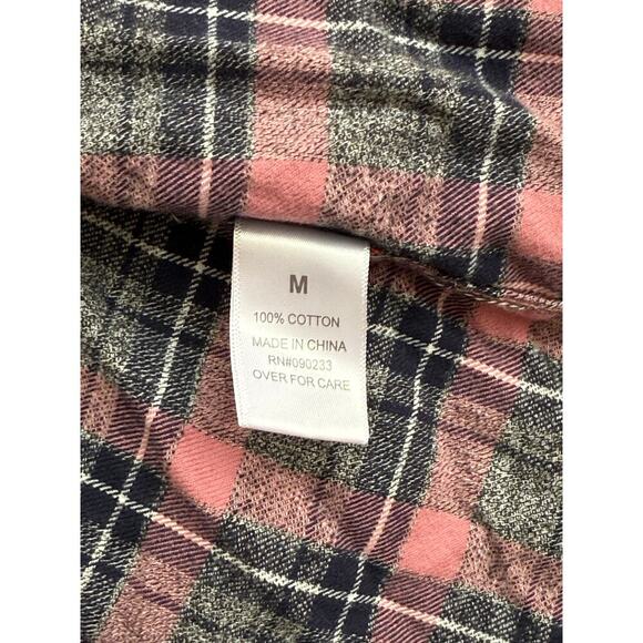 PacSun Flannel Mens Size M pink gray black Plaid Long Sleeve Button Up Shirt - Picture 5 of 5